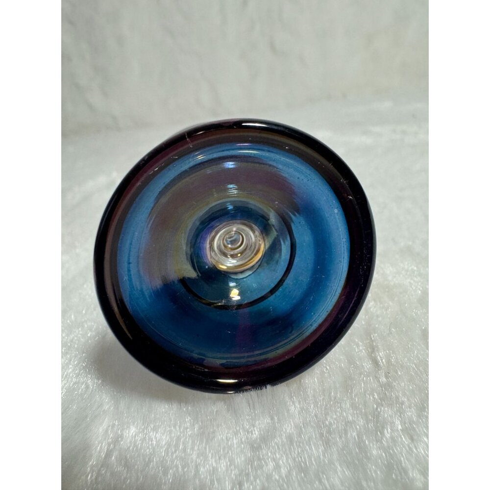 Handcrafted Egyptian Glass Perfume Bottle With Gold Accents Dark Blue & Gold - Picture 7 of 8